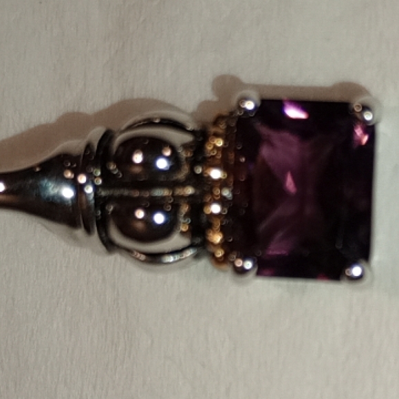 Vintage Slider Charm With Amethyst Colored Gemstone And Caviar Setting - Picture 12 of 14